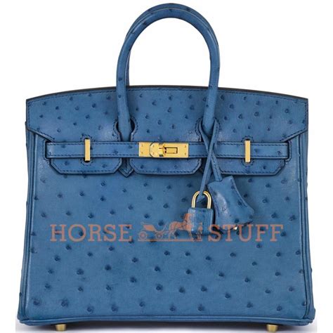 HERMES Ostrich Birkin 25 Mykonos 1500099 